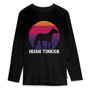 Irish Tinker - Cheval rétro style - T-shirt manches longues Premium Ado - noir - Devant - AI Model Kid Female (0cm)