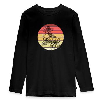 Rollerskates Rollerskating Rollschuhe retro vintag - Teenager Premium Bio Langarmshirt - Schwarz - Vorne - AI Model Kid Female (0cm)
