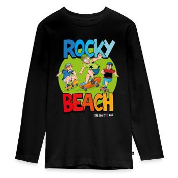 Die Drei ??? Kids Skateboard Fahren - Teenager Premium Bio Langarmshirt - Schwarz - Vorne - AI Model Kid Female (0cm)