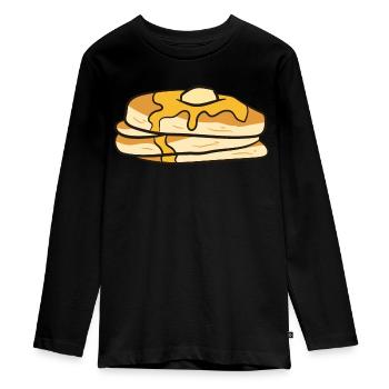 Pancakes - maple syrup and butter - Teenager Premium Organic Long Sleeve Shirt - black - Front - AI Model Kid Female (0cm)