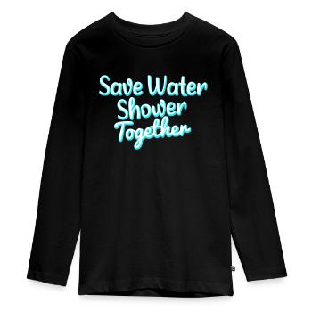 save water shower together - Teenager Premium Bio Langarmshirt - Schwarz - Vorne - AI Model Kid Female (0cm)