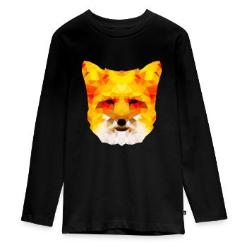 Schönes Fuchs-Polygon-Design - Teenager Premium Bio Langarmshirt - Schwarz - Vorne - AI Model Kid Female (0cm)