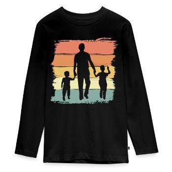 Fête des pères rétro vintage - T-shirt manches longues Premium Ado - noir - Devant - AI Model Kid Female (0cm)