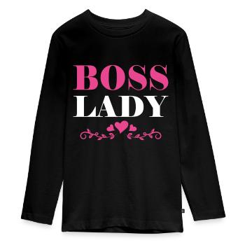 Boss Queen Gift Femmes Filles Dame - T-shirt manches longues Premium Ado - noir - Devant - AI Model Kid Female (0cm)