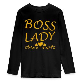 Boss Queen Gift Femmes Filles Dame - T-shirt manches longues Premium Ado - noir - Devant - AI Model Kid Female (0cm)