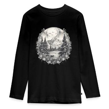 Nature Aventure Randonnée Camping Design - T-shirt manches longues Premium Ado - noir - Devant - AI Model Kid Female (0cm)