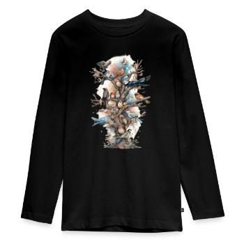 Bird watching Bird watchers Birds - Teenager Premium Organic Long Sleeve Shirt - black - Front - AI Model Kid Female (0cm)