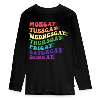 Sei du LGBTQ Schwul Lesbisch Bi Trans Stolz Bunt - Teenager Premium Bio Langarmshirt - Schwarz - Vorne - AI Model Kid Female (0cm)