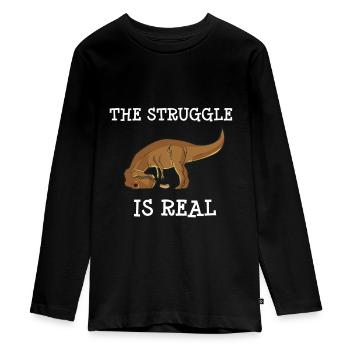 Trex Dinosaurier Lustig - Teenager Premium Bio Langarmshirt - Schwarz - Vorne - AI Model Kid Female (0cm)