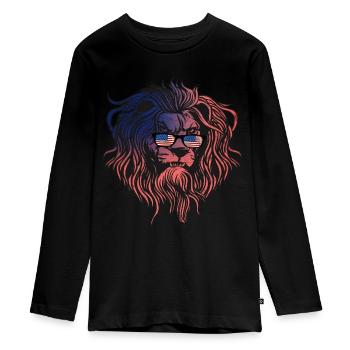 USA - Teenager Premium Bio Langarmshirt - Schwarz - Vorne - AI Model Kid Female (0cm)