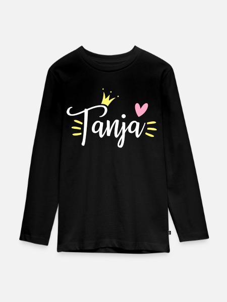 Tanja Name Krone - Teenager Premium Bio Langarmshirt - Schwarz