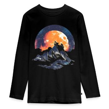 Sérénité nocturne : Lune et montagnes - T-shirt manches longues Premium Ado - noir - Devant - AI Model Kid Female (0cm)