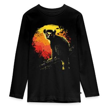 Lémurien Lémurien catta Lémur de Madagascar - T-shirt manches longues Premium Ado - noir - Devant - AI Model Kid Female (0cm)