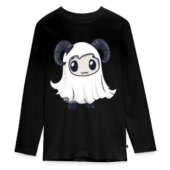 Chèvre de montagne Halloween Bande dessinée Fantôme - T-shirt manches longues Premium Ado - noir - Devant - AI Model Kid Female (0cm)