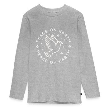 Dove of peace on earth - Teenager Premium Organic Long Sleeve Shirt - heather grey - Front