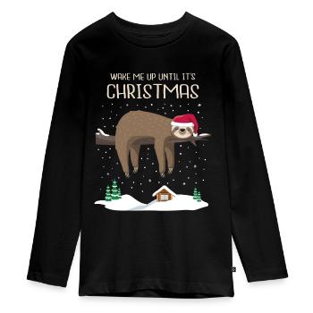 Faultier Weihnachten Sloth christmas Geschenk wake - Teenager Premium Bio Langarmshirt - Schwarz - Vorne - AI Model Kid Female (0cm)