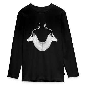 Impala Doppelkopf Liebhaber Afrika Wandern - Teenager Premium Bio Langarmshirt - Schwarz - Vorne - AI Model Kid Female (0cm)