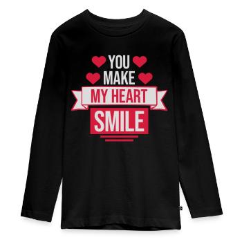 Faire sourire mon cœur - T-shirt manches longues Premium Ado - noir - Devant - AI Model Kid Female (0cm)