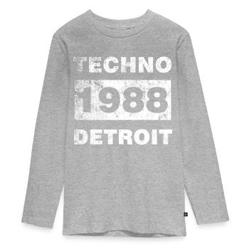 MUSIQUE TECHNO BLANC - T-shirt manches longues Premium Ado - gris chiné - Devant