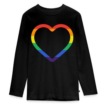 Heart Rainbow Contour - LGBT inklusive Liebe - Teenager Premium Bio Langarmshirt - Schwarz - Vorne - AI Model Kid Female (0cm)
