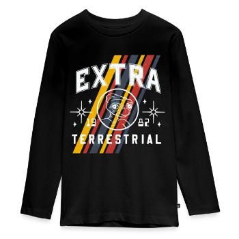 E.T. The Extra-Terrestrial 1982 - Tieners Premium Bio shirt met lange mouwen - zwart - Voor - AI Model Kid Female (0cm)