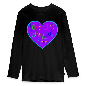 Cœur Love is - T-shirt manches longues Premium Ado - noir - Devant - AI Model Kid Female (0cm)