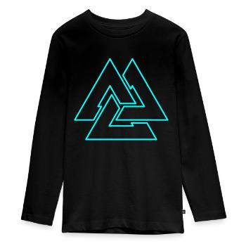 Odins Valknut - Teenager Premium Organic Long Sleeve Shirt - black - Front - AI Model Kid Female (0cm)