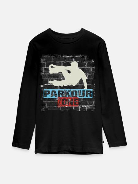 Parkour - Teenager Premium Bio Langarmshirt - Schwarz