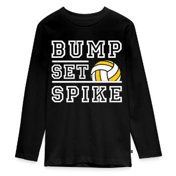 Bump Set Spike - Farbwechsel möglich - Teenager Premium Bio Langarmshirt - Schwarz - Vorne - AI Model Kid Female (0cm)