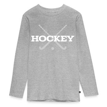 Hockey Emblem Color Changing - Teenager Premium Organic Long Sleeve Shirt - heather grey - Front
