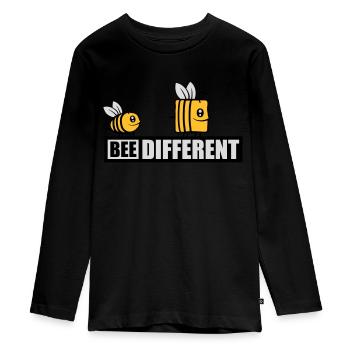 bee different Spruch Zitat - Teenager Premium Bio Langarmshirt - Schwarz - Vorne - AI Model Kid Female (0cm)