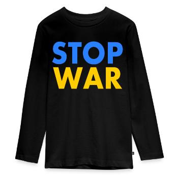 Stop war - T-shirt manches longues Premium Ado - noir - Devant - AI Model Kid Female (0cm)