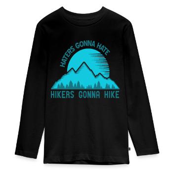 Les haters vont à Hate Hikers vont à Hike Retro Cool - T-shirt manches longues Premium Ado - noir - Devant - AI Model Kid Female (0cm)