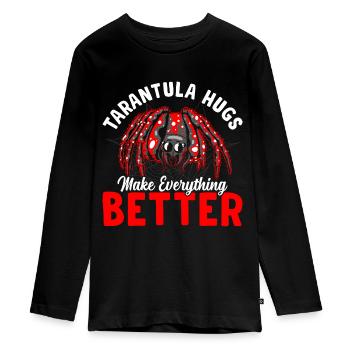 Tarantula hugs pet spider owners - Teenager Premium Organic Long Sleeve Shirt - black - Front - AI Model Kid Female (0cm)