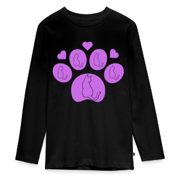 Katzenliebe, I love my cat - Teenager Premium Bio Langarmshirt - Schwarz - Vorne - AI Model Kid Female (0cm)