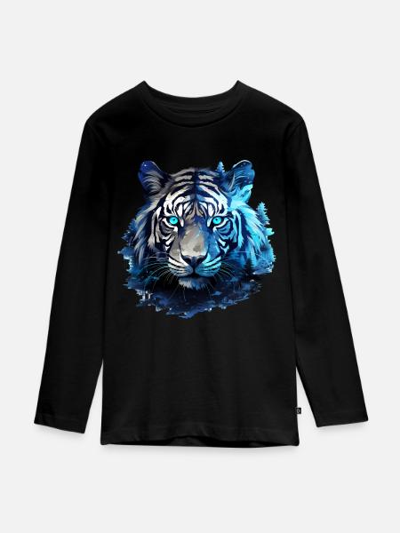 Tiger - Teenager Premium Bio Langarmshirt - Schwarz