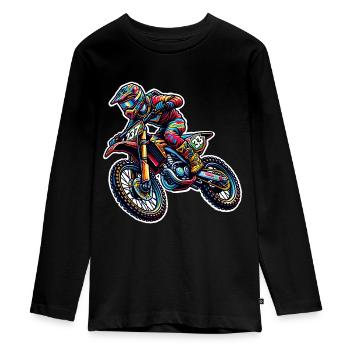Motocross - Teenager Premium Bio Langarmshirt - Schwarz - Vorne - AI Model Kid Female (0cm)