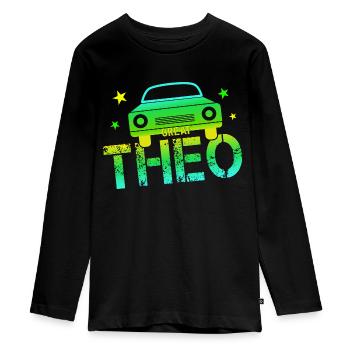 Theo Nom Jour Théo - T-shirt manches longues Premium Ado - noir - Devant - AI Model Kid Female (0cm)