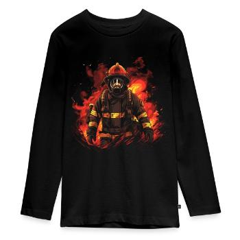 Fireman - Teenager Premium Organic Long Sleeve Shirt - black - Front - AI Model Kid Female (0cm)