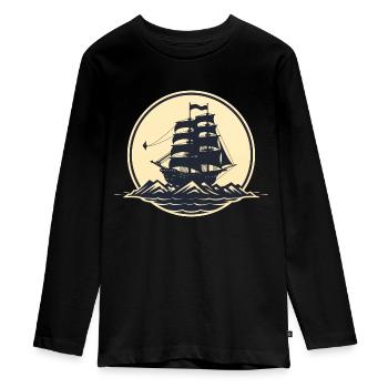 Piratenschiff - Teenager Premium Bio Langarmshirt - Schwarz - Vorne - AI Model Kid Female (0cm)