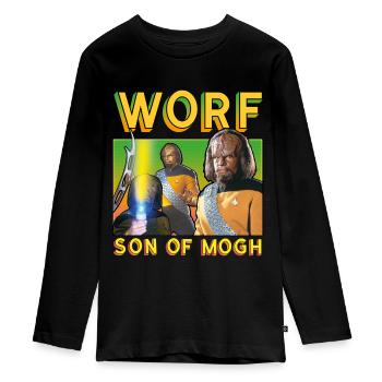 Star Trek The Next Generation Worf - Teenager Premium Bio Langarmshirt - Schwarz - Vorne - AI Model Kid Female (0cm)
