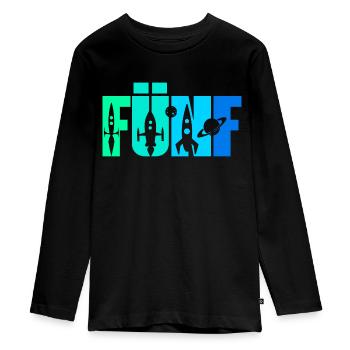 5. Geburtstag Junge 5 Jahre alt Rakete Raumschiff - Teenager Premium Bio Langarmshirt - Schwarz - Vorne - AI Model Kid Female (0cm)