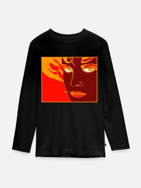 Vulkan 34 - Teenager Premium Bio Langarmshirt - Schwarz