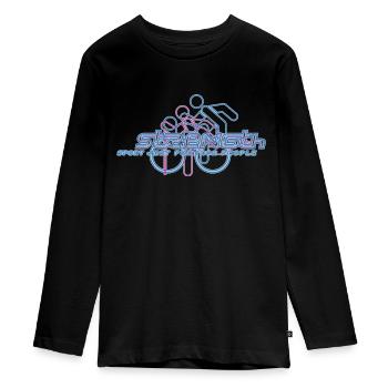 Zeichnung Sport Eisen Menschen bedruckt T-Shirt Schweißsack - Teenager Premium Bio Langarmshirt - Schwarz - Vorne - AI Model Kid Female (0cm)