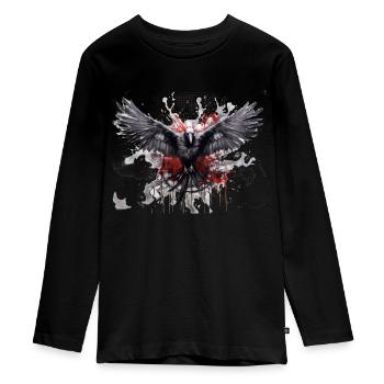 Rabe - Teenager Premium Bio Langarmshirt - Schwarz - Vorne - AI Model Kid Female (0cm)