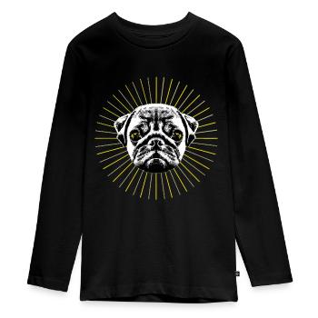 Holy Pug - Teenager Premium Bio Langarmshirt - Schwarz - Vorne - AI Model Kid Female (0cm)