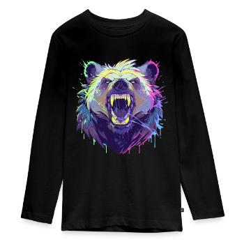 Brightly Colored Furious Bear - Teenager Premium Organic Long Sleeve Shirt - black - Front - AI Model Kid Female (0cm)
