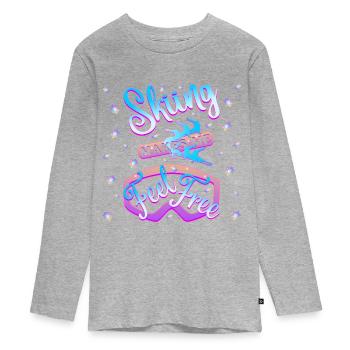 Le ski me rend libre – 1 - T-shirt manches longues Premium Ado - gris chiné - Devant