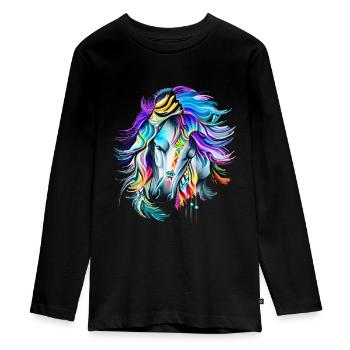 Tribal Horse - Teenager Premium Organic Long Sleeve Shirt - black - Front - AI Model Kid Female (0cm)