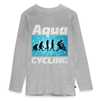 Aqua Cycling Schwimmbad Fitness Evolution - Teenager Premium Bio Langarmshirt - Grau meliert - Vorne